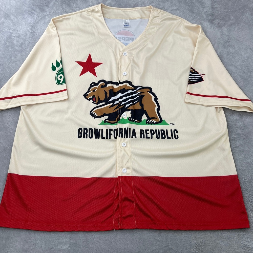 2026 Fresno Grizzlies Baseball Jersey XL Cream Men Republic Graphic Cali Bear